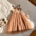 thumbnail image 6 of ITSAME Dress for Girls, Sleeveless Cinched Waist Off Shoulder Summer Fashion Casual Tulle Dress Coffee 7-8T, 6 of 6