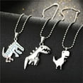 thumbnail image 4 of Fashion Women Stackable Streetstyle Men Trendy Statement Dinosaur Pendant Couples Necklaces Jewelry Dragon Chains B, 4 of 8