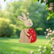 thumbnail image 4 of Colgante festivo de Pascua con forma de corazón y conejo de madera, 4 of 5