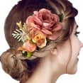 thumbnail image 2 of XASZHN Flower Metal Hair Side Combs Slide Clips Floral Bows Barrettes Pink_008 One Size, 2 of 5