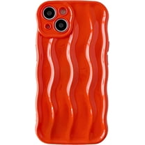 Water Ripple Pattern Curly Wave Frame Soft Compatible with iPhone Case (LRed,iPhone 13)