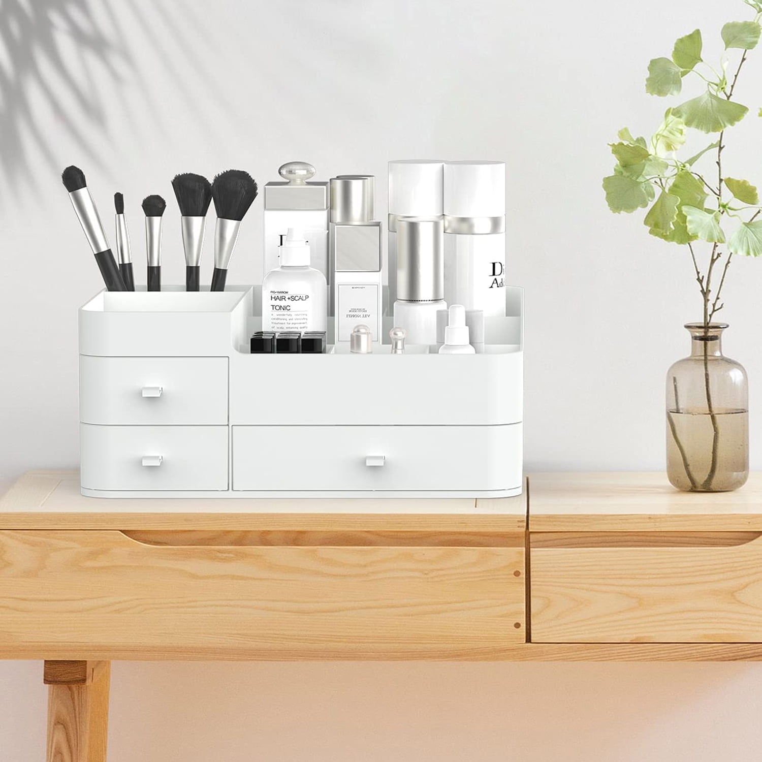 kulusion Desk Organizer-3 Tier Stackable Storage Drawers with 6  Compartments White Stackable Great for Makeup, Bathroom Organization  Accessories Etc