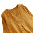 thumbnail image 5 of LEKWK Linen Tunic Tops for Women Pleated Front Split V Neck Tunic Tops 3/4 Sleeve Tops Solid Loose Fit Soft Summer Beach Wear, 5 of 5