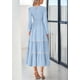 thumbnail image 2 of Vestido PRETTYGARDEN 2025 Floral Boho de Manga Larga Midi S Azul Claro, 2 of 8