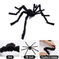 thumbnail image 4 of Halloween Decorations Outdoor Giant 125cm Black Plush Spider Prop Realistic Spider with Red Eyes Poseable Legs Party Scary Decor for Yard, 4 of 7