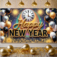 thumbnail image 6 of Gold Glitter Happy New Year Banner Colorful New Year Display Balloon Decor Firework Design Holiday Backdrop for New Year Party Holiday Celebration New Year Eve, 6 of 9