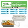 thumbnail image 2 of 4 Compartment Compostable Food Storage Takeout Container with Clear Lids - Biodegradable, Sugarcane, Plant Fiber, Heavy Duty, Microwavable, Tree Free, Ecofriendly, Lunch Trays, Meal Prep, Bento (300), 2 of 7