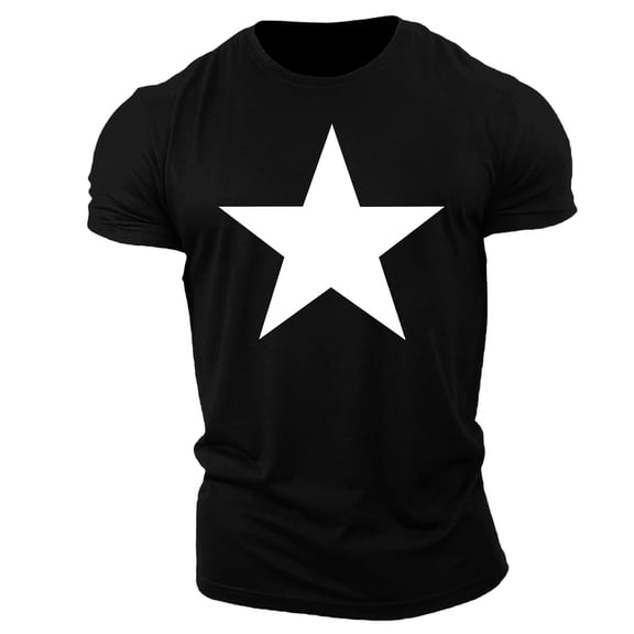 PNTUTB Men's Fashion Star Print Short Sleeve Crew Neck Casual Summer Classic Basic Tee Shirts