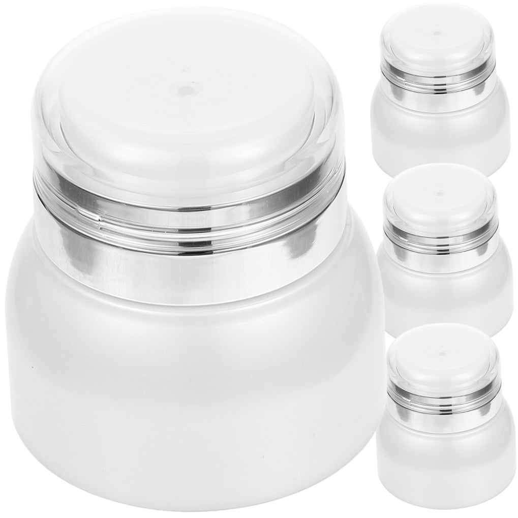 unbranded 4 Pcs Syrup Vacuum Bottle Airless Pump Jar Travel 7x6.7cm