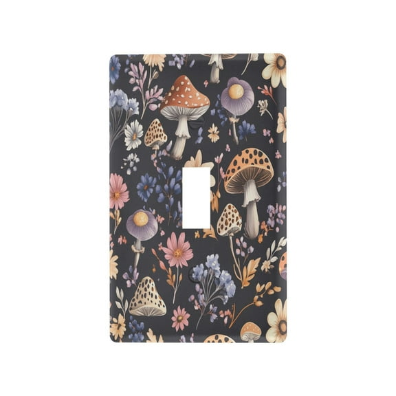 New Flame-Retardant Switch Plate Cover,DIY Wall Plate Decor with Screws,Cute Floral and Mushroom