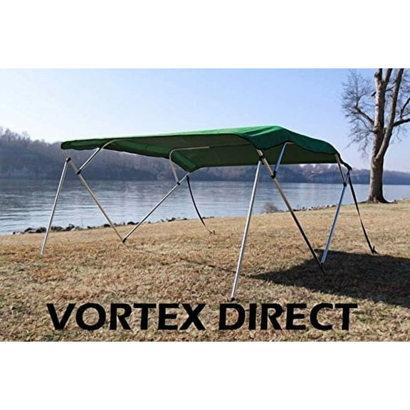 Vortex Green 4 Bow Bimini Top 8' Long, 85-90" Wide, 54" High, Pontoon/Deck Boat Complete Kit