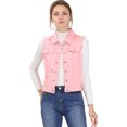 thumbnail image 1 of Unique Bargains Women's Turn Down Collar Button Denim Washed Vest, 1 of 6