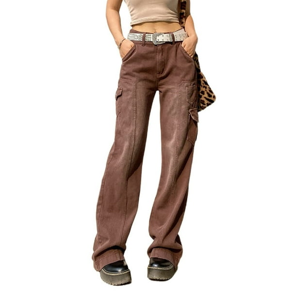 Indie Aesthetic Bell Bottom Jeans For Women, Low Rise Jeans Y2K Cargo ...