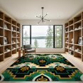 thumbnail image 2 of ODIKA Snake Traditional Reptile Icons Leaves Interlocking Ornaments for Great Room, Indoor Open Concept, Large Living Low Profile Flatwoven, 2 of 7