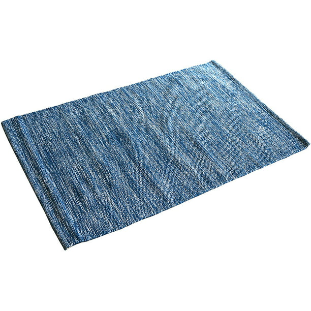 Blue & Teal 100% Cotton 2x3' Doormat Rug Reversible Indoor/Outdoor ...