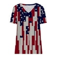 thumbnail image 4 of USSUMA Womens Summer Tops Trendy V Neck Funny Cute American Flag T Shirts for Women Short Sleeve Blouses Tops Dressy 4th of July Stars Striped Tunic Plus Size Shirts for Women, 4 of 5