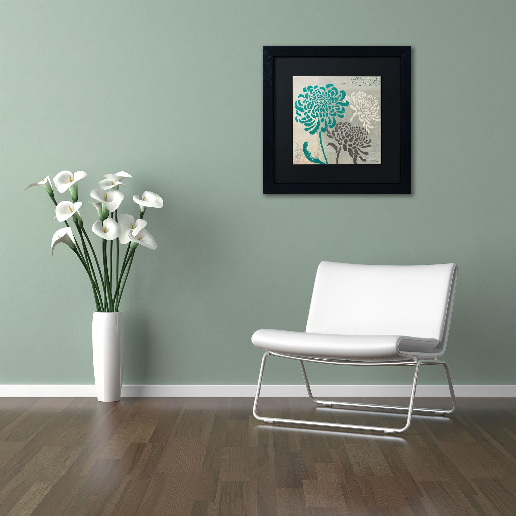 Trademark Fine Art "Chrysanthemums I" Canvas Art by Wellington Studio, Black Matte, Black Frame