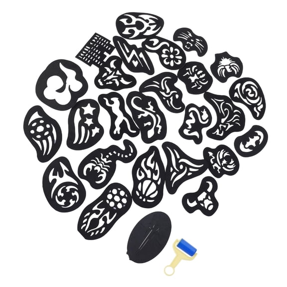 25PCS Hair Tattoo Template Hair Trimmer Carved Coloring Cool Hairstyling Tool