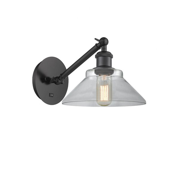 317-1W-BK-G132-LED-Innovations Lighting-Orwell - 1 Light Wall Sconce In Industrial Style-9.38 Inches Tall and 8.38 Inches Wide Matte Black Clear