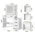 thumbnail image 6 of Bedroom Furniture Set,Lofka Queen Bed Frame, 2 Wood 3 Drawer Dressers &Vanity Desk with Table, Mirror and Lights for Large Bedrooms, 6 of 8