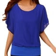 thumbnail image 2 of ICHUANYI Clearance Women's Loose Casual Short Sleeve Sleeve Chiffon Top T-Shirt Blouse(Blue, L) ICHUANYI WER2023081111132, 2 of 9