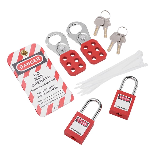 Kit de Etiqueta de Bloqueo, Kit de Loto Eléctrico Red High Fuerza Loto Etiqueta Portátil para Productos Químicos Industriales