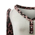 thumbnail image 3 of IROINNID Deals Womens Long Sleeve V-Neck Shirts Lounge Leopard Print Splicing Buttons T-shirt Tops,White, 3 of 6