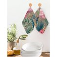 thumbnail image 4 of Summer Flamingo Kitchen Dish Towels for Drying Dishes Set of 2, Vintage Brown Palm Leaves Tropical Botanical Waffle Weave Microfiber Hand Tea Bathroom Towels Quick Dry & Absorbent Towel 12x12, 4 of 7