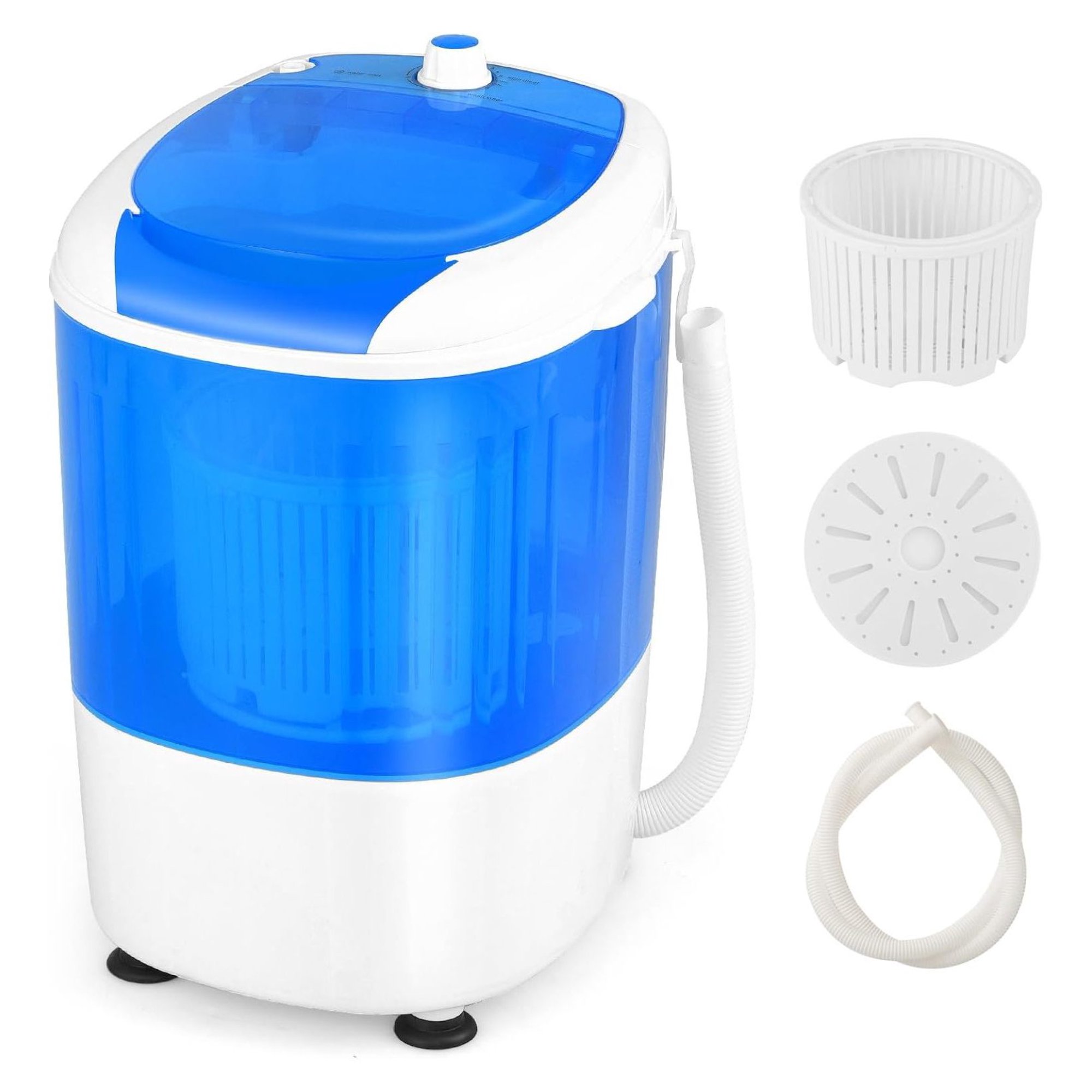 Portable Mini Washing Machine 5.5lbs Capacity Compact Laundry Washer with Spin Dryer and Drain Tube for Dorms Apartments RVs and Camping