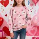 thumbnail image 1 of Sudadera sin capucha para niño, con estampado de San Valentín, de manga larga, informal, deportiva, con capucha, sudadera de manga larga sin capucha, top con inserciones en los hombros, blusa de polié, 1 of 8