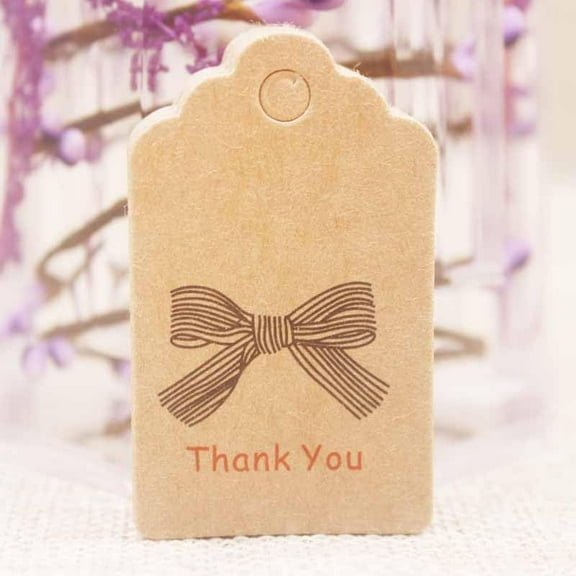 Paper Gift Tags Hange Tags For Arts and Crafts For Thanksgiving Rectangle with Bowknot and Word Thank You BurlyWood 50x30x0.4mm Hole: 5mm