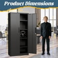 thumbnail image 2 of Metal Storage Cabinet with Lock, 72" H Garage Locker Cabinet, Lockable Tool Organizer with 4 Adjustable Shelves for Garage, Office, Home, Warehouse, Assembly Required, Black, 2 of 9