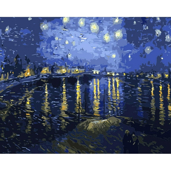 Paint by Number Kit On Canvas for Adults Beginner Van Gogh Famous Paintings DIY Acrylic Oil Painting Arts 16x20 Inch (Frameless, The Rhone)