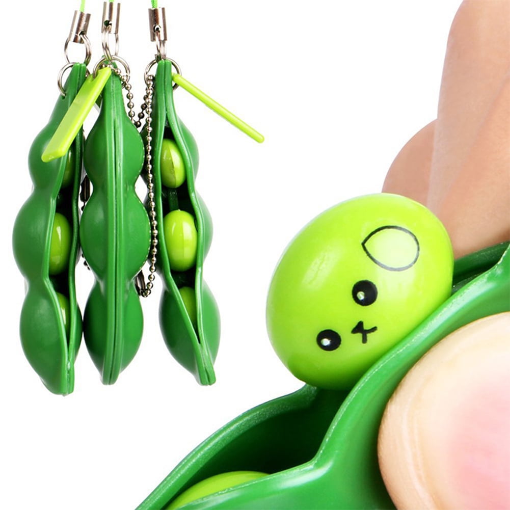 Soy Bean Pea Peanuts Fidget Stress Toy Keyring Anti Anxiety Stress Relief Tool 