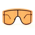 thumbnail image 1 of Oversize Wrap Shield Rimless 80s Funky Sunglasses Black Orange, 1 of 4