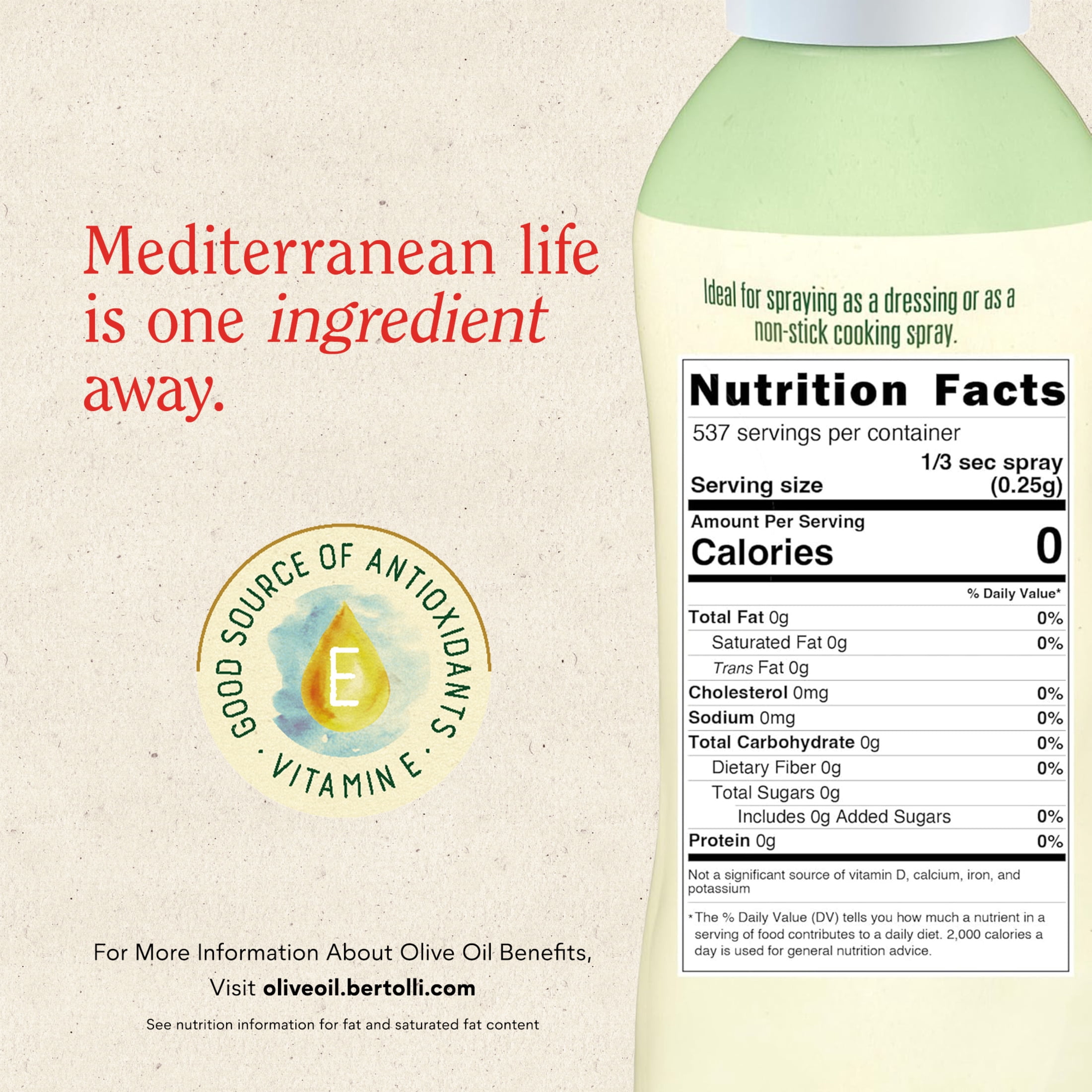 Bertolli Extra Virgin Olive Oil Spray, Rich Taste