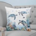thumbnail image 4 of Sea Turtle Coastal 16x16 Pillow Covers Set of 2, Summer Beach Coral Ocean Blue Nautical Throw Pillow Covers Decorative Couch Cushion Case, Microfiber Square Pillowcases for Bedroom Car Living Room, 4 of 7