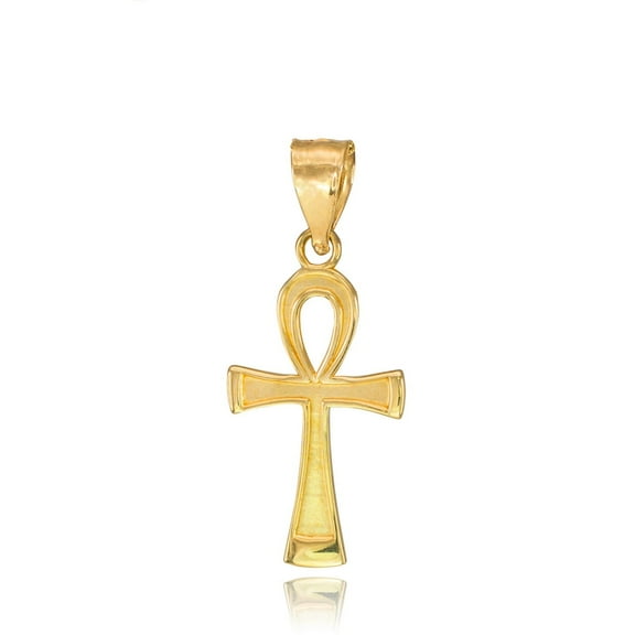 Gold Egyptian Ankh Cross Charm Pendant Necklace (10K,Yellow Gold, Pendant only)