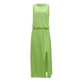 thumbnail image 3 of Robe Décontractée pour Femmes Robe d'Été pour Femmes Sans Manches Col Robes Maxi Couleur Unie Robe à Fente Vêtements pour Femmes G AG, 3 of 5