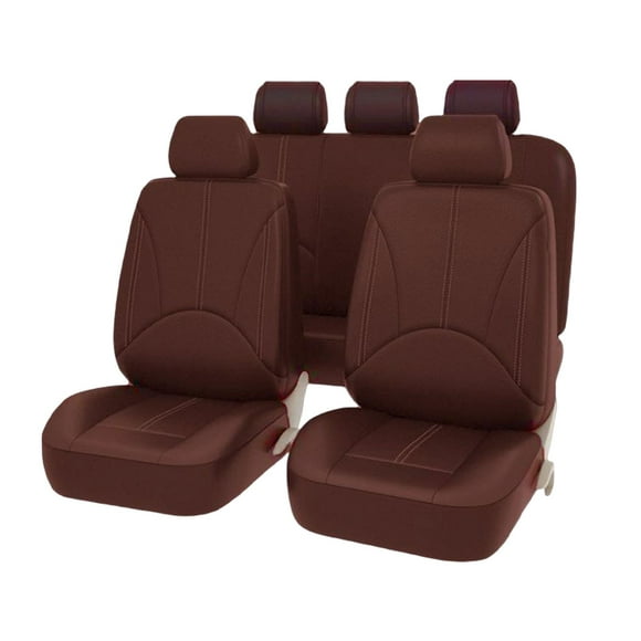 Luzkey PU Leather Car Seat Covers, Washable Front Rear Seat Covers, Classic Waterproof Protector for Vehicles Suvs Car Accessories Coffee 9pcs