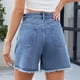 thumbnail image 2 of Pantalones cortos de mezclilla con abertura frontal for mujer, pantalones cortos casuales de verano con flecos y dobladillo crudo de talle alto, 2 of 6