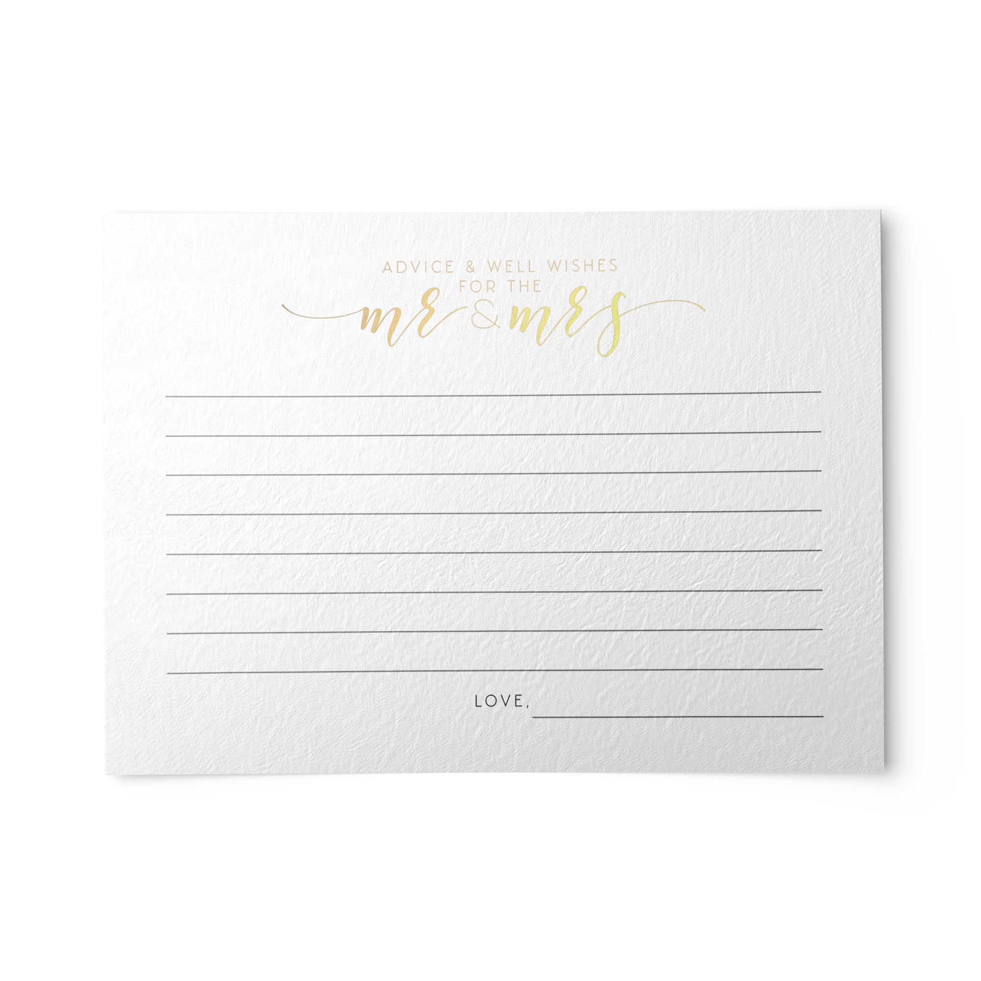 Details about   50 Advice and Wishes Cards for the Mr and Mrs 4” x 6” with Gold Foil Note Car... 