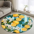 thumbnail image 2 of Round Area Rug-3ft Summer Lemon Flowers Non Slip Washable Circle Carpet Soft Large Floor Rugs for Living Room Bedroom Nursery Office, 2 of 9