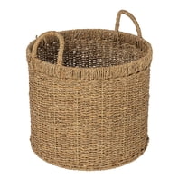 Household Essentials Water Hyacinth Basket With Handles - Natural Wicker Storage Bin For Living Room, Bedroom, Bathroom & More