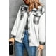 thumbnail image 3 of ABPHQTO Chaqueta de sherpa con bolsillo abotonado y patchwork a cuadros de mujer en blanco, 3 of 5
