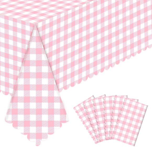 Mantel NatNarr rosa a cuadros vichy, paquete de 6 unidades, 137 x 274 cm, PEVA
