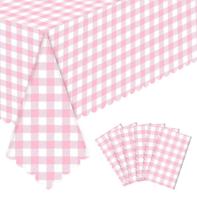 Mantel NatNarr rosa a cuadros vichy, paquete de 6 unidades, 137 x 274 cm, PEVA