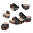 thumbnail image 5 of Rokment Glitter Rhinestones Orthopedic Wedges Slides Sandals for Women with Arch Support Comfortable Sparkly Leather Platform Orthotic Slip on Dressy Beach Shoes Black Size 7, 5 of 7