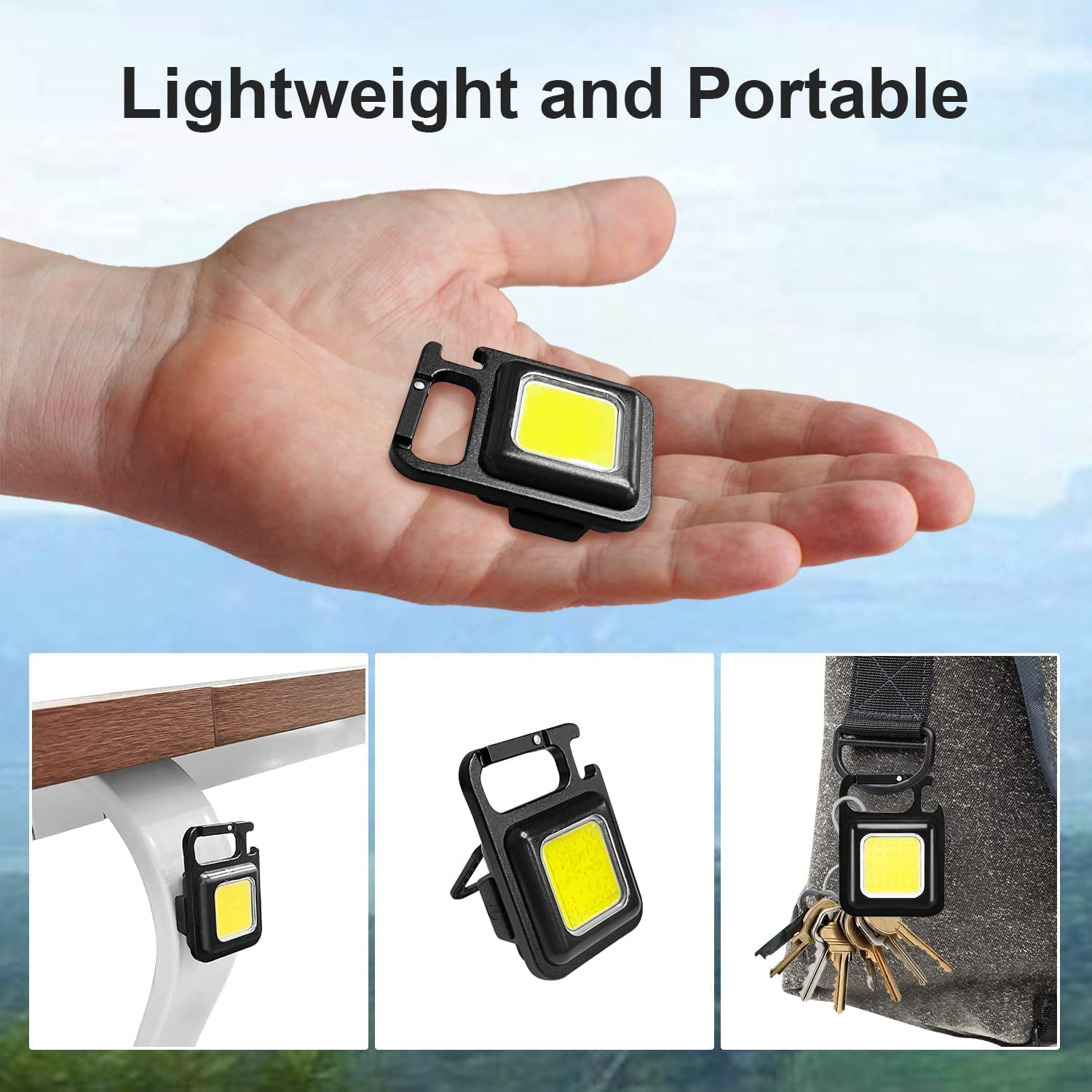 4 Pack COB Small Flashlights, Multifunctional Rechargeable Keychain Mini Flashlight