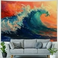 thumbnail image 4 of Chilfamy  Ocean Waves Tapestry Wall Hanging for Guys Boys Bedroom, Sea Wave Blue Surf Art Room Decor Wall Tapestries, Washable Aesthetic Home Office Wall Decor Tapestry Wall Blanket Posters 40x30inch, 4 of 6
